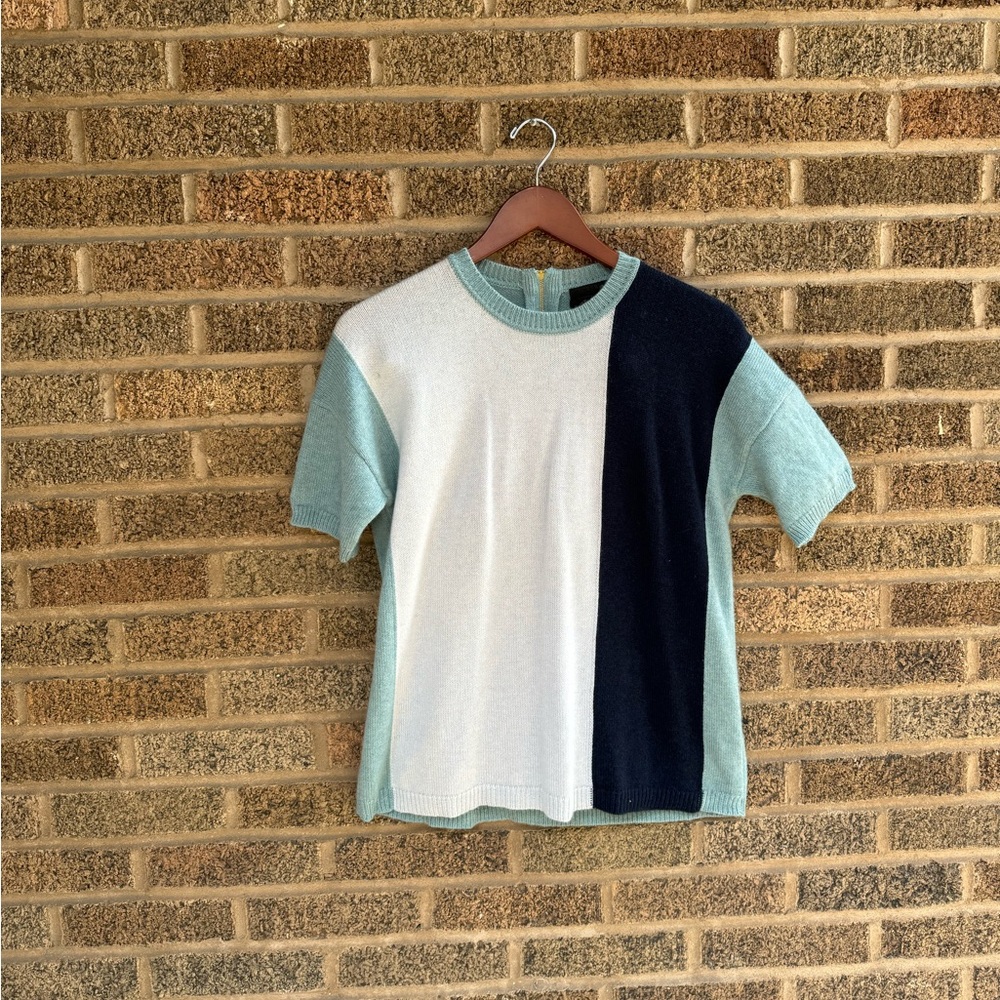 J. Crew 100% Cashmere Colorblock Short Sleeve Sweater